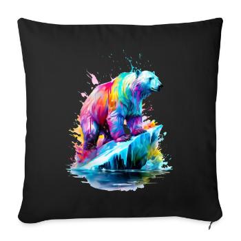 Ours polaire peint sur une île flottante - Housse de coussin décorative 45 x 45 cm - noir - Devant