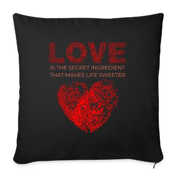Love Is The Secret Ingredient - Sofa pillowcase 17,3'' x 17,3'' (45 x 45 cm) - black - Front