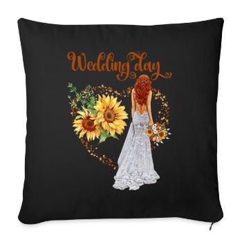 SunFlower Wedding Day - Sofa pillowcase 17,3'' x 17,3'' (45 x 45 cm) - black - Front