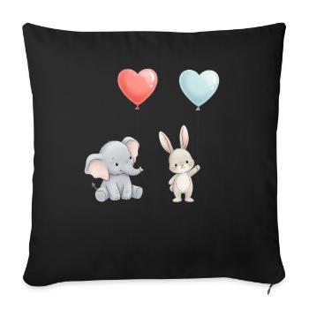 Elephant Bunny Love Balloon Heart Cute - Sofa pillowcase 17,3'' x 17,3'' (45 x 45 cm) - black - Front