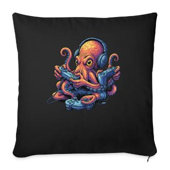 Gambling Octopus – My Gaming Octopus - Sofa pillowcase 17,3'' x 17,3'' (45 x 45 cm) - black - Front