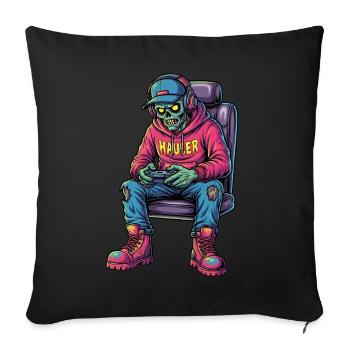 Undead Gamer : Zombie Gamer Trucker - Housse de coussin décorative 45 x 45 cm - noir - Devant