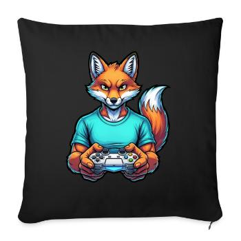 Fuchs am Zocken: Dein tierischer Gamer-Kumpel! - Sofakissenbezug 45 x 45 cm - Schwarz - Vorne