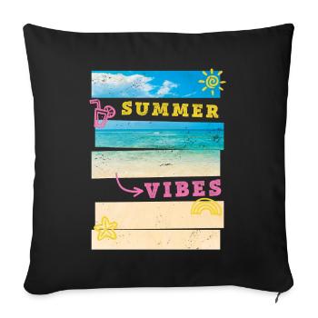 Été Plage Mer Palmiers Vacances Ambiance estivale - Housse de coussin décorative 45 x 45 cm - noir - Devant
