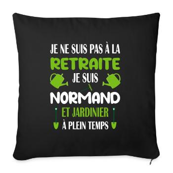 T-shirt normand jardinier retraité humour homme - Housse de coussin décorative 45 x 45 cm - noir - Devant