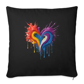 Herz Liebe Farbe Kunst - Sofakissenbezug 45 x 45 cm - Schwarz - Vorne