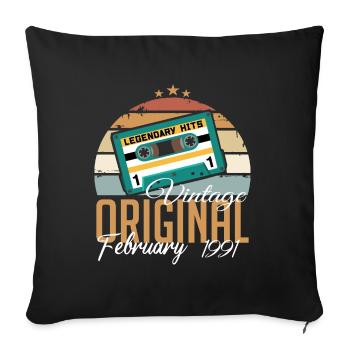 Légendaire depuis février 1991, millésime 1991 - Housse de coussin décorative 45 x 45 cm - noir - Devant