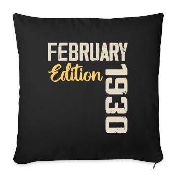 Février 1930 Anniversaire Février 1930 Rétro - Housse de coussin décorative 45 x 45 cm - noir - Devant