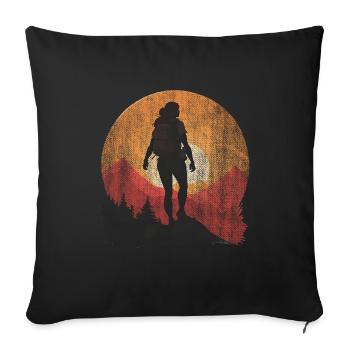 Hiking Silhouette Female Woman - Sofa pillowcase 17,3'' x 17,3'' (45 x 45 cm) - black - Front