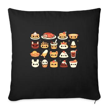 Kawaii Food Friends Fete - Sofa pillowcase 17,3'' x 17,3'' (45 x 45 cm) - black - Front