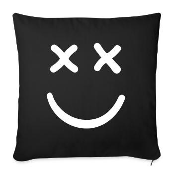 Dead Smiley Crossed Eyed Smiley - Sofa pillowcase 17,3'' x 17,3'' (45 x 45 cm) - black - Front