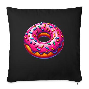 Vibrant Donut Delight - Sofa pillowcase 17,3'' x 17,3'' (45 x 45 cm) - black - Front