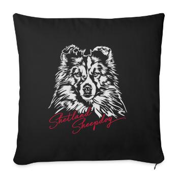 SHETLAND SHEEPDOG Portrait de chien Wilsigns Sheltie - Housse de coussin décorative 45 x 45 cm - noir - Devant