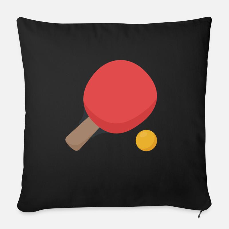 Tischtennisschläger mit Ball - Sofakissenbezug 45 x 45 cm - Schwarz