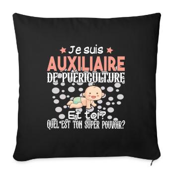 Auxiliaire Puériculture Puéricultrice Métier - Housse de coussin décorative 45 x 45 cm - noir - Devant