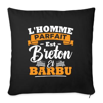 L'homme parfait est breton et barbu - Housse de coussin décorative 45 x 45 cm - noir - Devant