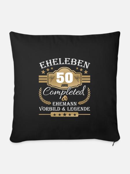 Hochzeitstag Partnerlook - 50 Jahre Eheleben - Sofakissenbezug 45 x 45 cm - Schwarz