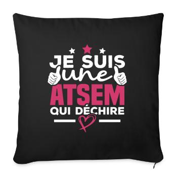 Je suis une ATSEM qui déchire - Housse de coussin décorative 45 x 45 cm - noir - Devant