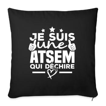 Je suis une ATSEM qui déchire - Housse de coussin décorative 45 x 45 cm - noir - Devant