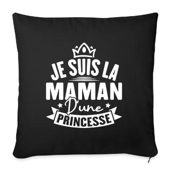Je suis la maman d une princesse - Housse de coussin décorative 45 x 45 cm - noir - Devant