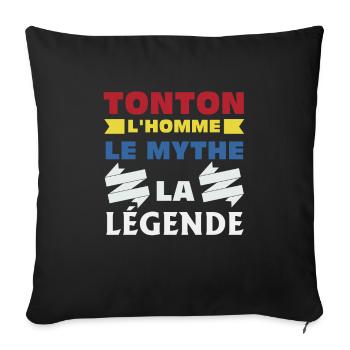 Cadeau Super Tonton Anniversaire Futur Tonton - Housse de coussin décorative 45 x 45 cm - noir - Devant