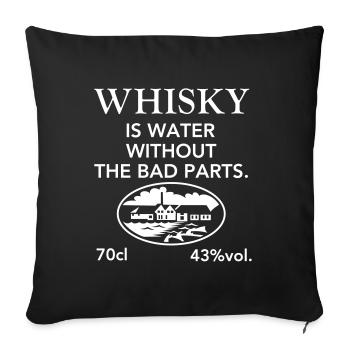 Whiskey est de l'eau, l'étiquette - Housse de coussin décorative 45 x 45 cm - noir - Devant