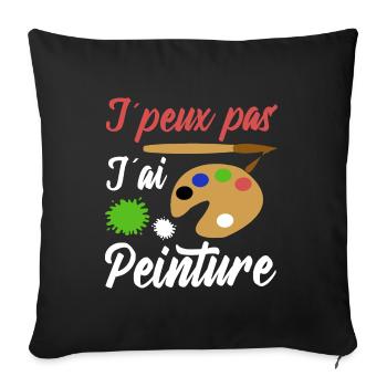 Peinture shirt je peux pas j´ai peinture artiste - Housse de coussin décorative 45 x 45 cm - noir - Devant
