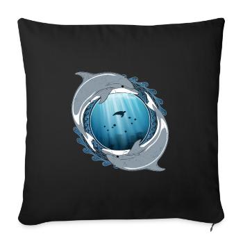 Dolphins - Sofa pillowcase 17,3'' x 17,3'' (45 x 45 cm) - black - Front
