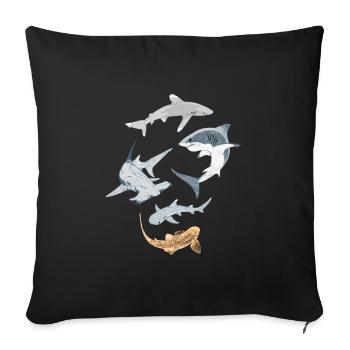 Requins - Housse de coussin décorative 45 x 45 cm - noir - Devant