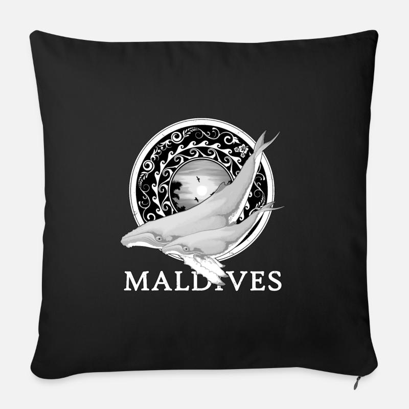 Buckelwale Malediven - Sofakissenbezug 45 x 45 cm - Schwarz