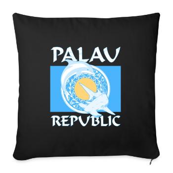 Hammerhead shark and dolphin flag Palau - Sofa pillowcase 17,3'' x 17,3'' (45 x 45 cm) - black - Front