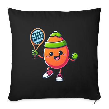 Cute Comic Easter Egg with Tennis Racket - Sofa pillowcase 17,3'' x 17,3'' (45 x 45 cm) - black - Front
