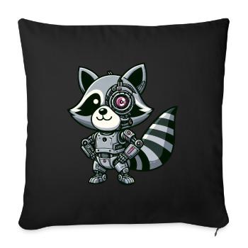 Cooler Waschbär Roboter - Sofakissenbezug 45 x 45 cm - Schwarz - Vorne