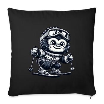 Affe Gorilla Schimpanse Ski Skifahrer Design - Sofakissenbezug 45 x 45 cm - Schwarz - Vorne