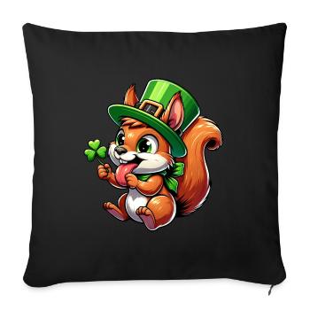 Écureuil effronté de la Saint-Patrick - Housse de coussin décorative 45 x 45 cm - noir - Devant