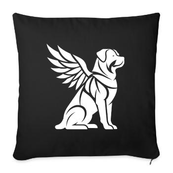 Dog Rottweiler Angel Wings Silhouette - Sofa pillowcase 17,3'' x 17,3'' (45 x 45 cm) - black - Front