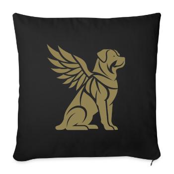 Dog Rottweiler Angel Wings Silhouette - Sofa pillowcase 17,3'' x 17,3'' (45 x 45 cm) - black - Front
