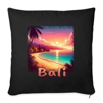 Bali Indonésie Coucher de soleil Plage Orange - Housse de coussin décorative 45 x 45 cm - noir - Devant