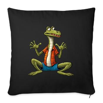 Lizard Yogi - Sofa pillowcase 17,3'' x 17,3'' (45 x 45 cm) - black - Front