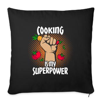 Kochen Superkraft Beruf Hobby Comic Geschenkidee - Sofakissenbezug 45 x 45 cm - Schwarz - Vorne