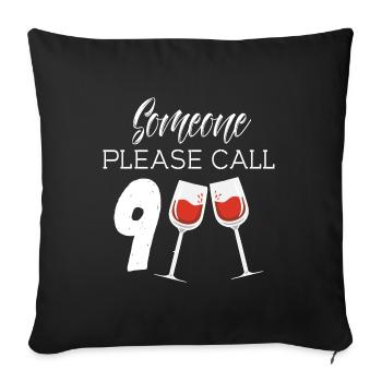 Please call someone 9 wine wine - Sofa pillowcase 17,3'' x 17,3'' (45 x 45 cm) - black - Front