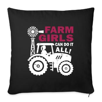Farm Girls Can Do It All - Sofa pillowcase 17,3'' x 17,3'' (45 x 45 cm) - black - Front