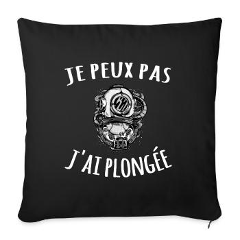 Je peux pas j'ai plongée (scaphandrier) - Housse de coussin décorative 45 x 45 cm - noir - Devant