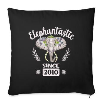 Elephantastic since 2010, elephant head adorned - Sofa pillowcase 17,3'' x 17,3'' (45 x 45 cm) - black - Front