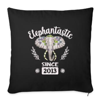 Elephantastic since 2013, elephant head adorned - Sofa pillowcase 17,3'' x 17,3'' (45 x 45 cm) - black - Front
