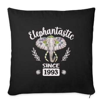 Elephantastic since 1993, Elephant Head Decorated - Sofa pillowcase 17,3'' x 17,3'' (45 x 45 cm) - black - Front