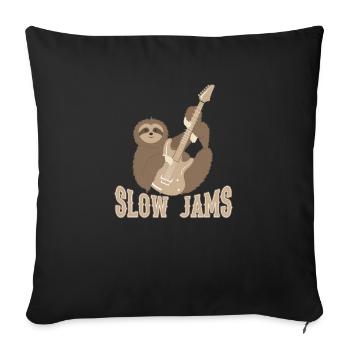Slow Jams - fun bass guitar sloth gift - Housse de coussin décorative 45 x 45 cm - noir - Devant