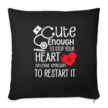 Cute Enough to stop your heart skilled enough - Housse de coussin décorative 45 x 45 cm - noir - Devant