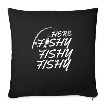 Here Fishy Fishy Fishy angler & fishermen - Housse de coussin décorative 45 x 45 cm - noir - Devant