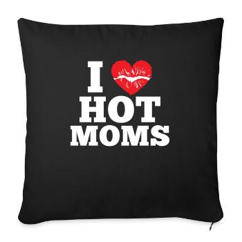 I love hot Moms - kiss imprint humor saying - Sofa pillowcase 17,3'' x 17,3'' (45 x 45 cm) - black - Front
